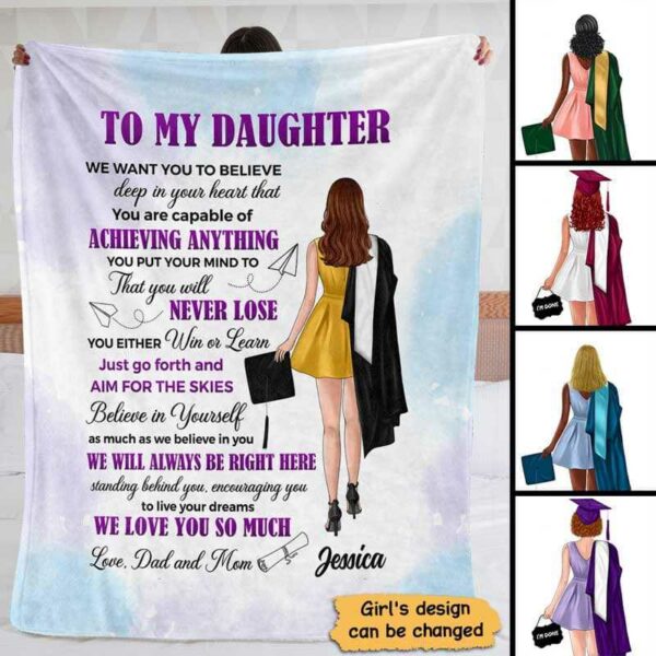 Fleece Blanket To My Daughter Senior Graduation Personalized Fleece Blanket 60" x 80" - BEST SELLER