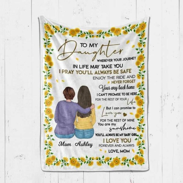 Fleece Blanket To My Daughter Sunflower Personalized Fleece Blanket