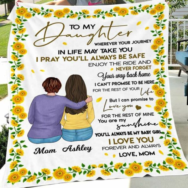 Fleece Blanket To My Daughter Sunflower Personalized Fleece Blanket