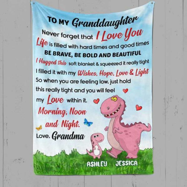 Fleece Blanket To My Grandkid Dinosaur Personalized Fleece Blanket