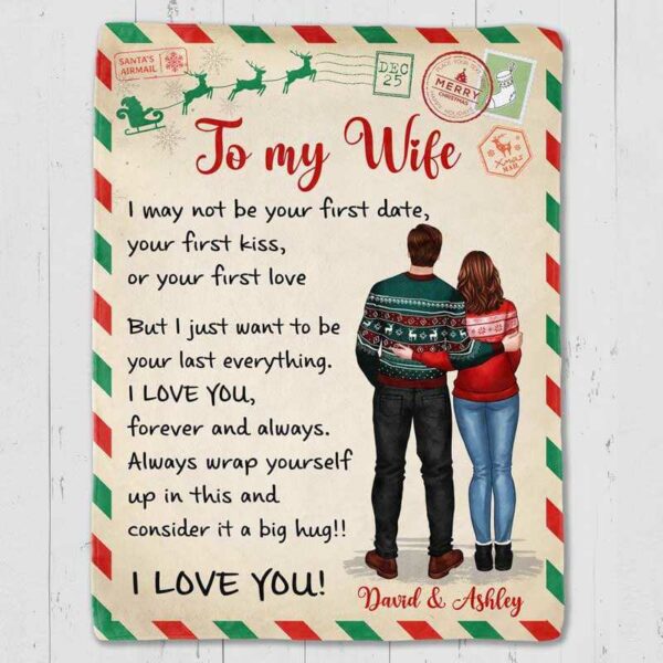 Fleece Blanket To My Husband Wife Postcard Pattern Christmas Personalized Fleece Blanket