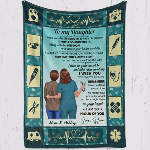 Fleece Blanket To My Nurse Daughter Mom Strength To Face Challenges Personalized Blanket