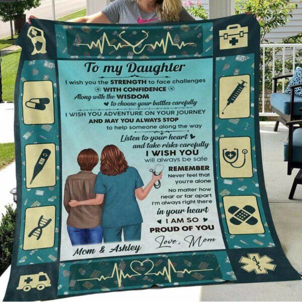 Fleece Blanket To My Nurse Daughter Mom Strength To Face Challenges Personalized Blanket