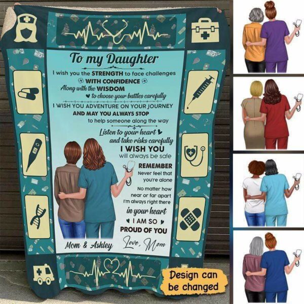 Fleece Blanket To My Nurse Daughter Mom Strength To Face Challenges Personalized Blanket 60" x 80" - BEST SELLER
