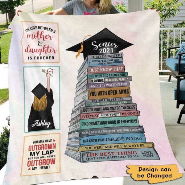 Fleece Blanket To My Senior Daughter 2021 Color Book Pile Personalized Fleece Blanket 60" x 80" - BEST SELLER
