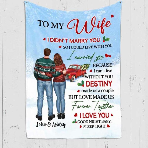 Fleece Blanket To My Wife Husband Christmas Couple Standing Personalized Fleece Blanket