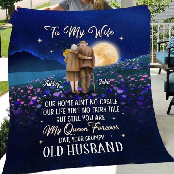 Fleece Blanket To My Wife My Queen Forever Night Field Personalized Fleece Blanket 30" x 40"