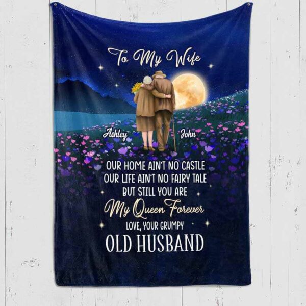 Fleece Blanket To My Wife My Queen Forever Night Field Personalized Fleece Blanket