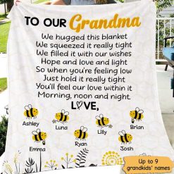 Fleece Blanket To Our Grandma Bee Grandkids Personalized Fleece Blanket 60