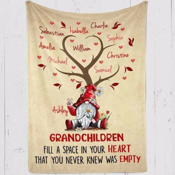 Fleece Blanket Tree Name Gnome Grandma Personalized Fleece Blanket