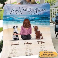 Fleece Blanket Woman And Dog Never Walk Alone Personalized Fleece Blanket 30