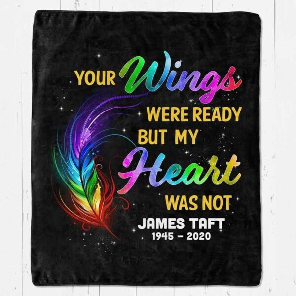 Fleece Blanket Your Wings Were Ready Memorial Personalized Fleece Blanket