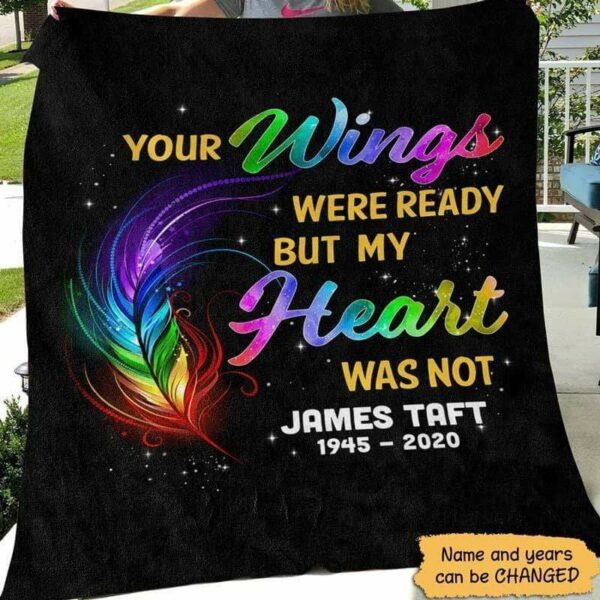 Fleece Blanket Your Wings Were Ready Memorial Personalized Fleece Blanket 60" x 80" - BEST SELLER