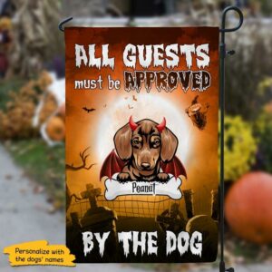Garden Flag All Guests Must Be Approved By The Dogs Halloween Personalized Dog Decorative Garden Flags 12"x18"