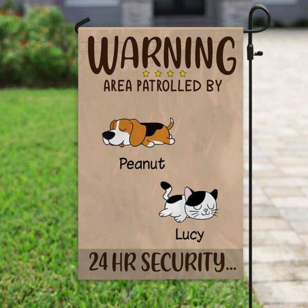 Garden Flag Area Patrolled By Dogs And Cats Personalized Garden Flag 12"x18"