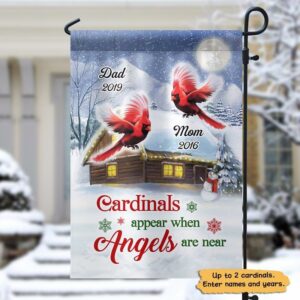 Garden Flag Cardinals Appear Memorial Family Christmas Personalized Garden Flag 12"x18"