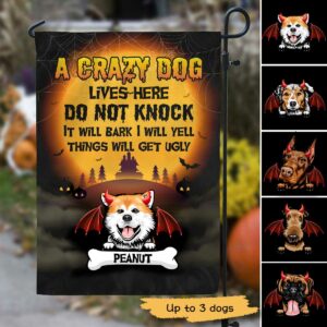 Garden Flag Crazy Dogs Live Here Halloween Personalized Dog Decorative Garden Flags 12"x18"