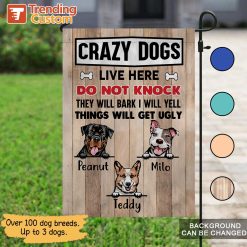Garden Flag Crazy Dogs Live Here Peeking Dog Personalized Dog Decorative Garden Flags 12