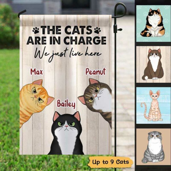 Garden Flag Grumpy Fluffy Cats Are In Charge Personalized Garden Flag 12"x18"
