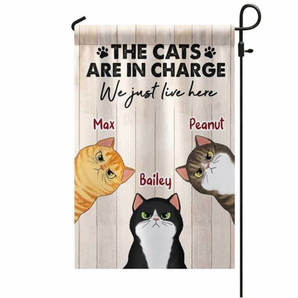 Garden Flag Grumpy Fluffy Cats Are In Charge Personalized Garden Flag 12"x18"