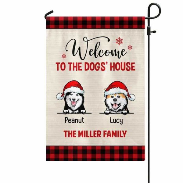 Garden Flag Welcome To The Dog‘s House Checkered Personalized Garden Flag 12"x18"