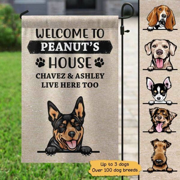 Garden Flag Welcome To The Dogs House Personalized Garden Flag 12"x18"