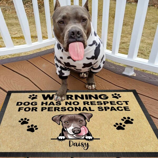 GeckoCustom Warning The Dog Has No Respect Doormat For Dog Lovers, HN590