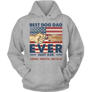 Hoodie Best Dog Dad Just Ask Flag Personalized Hoodie Pullover Hoodie / S / Ash