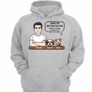 Hoodie & Sweatshirts Best Dog Dad Text Box Personalized Hoodie Sweatshirt Hoodie / Ash Hoodie / S