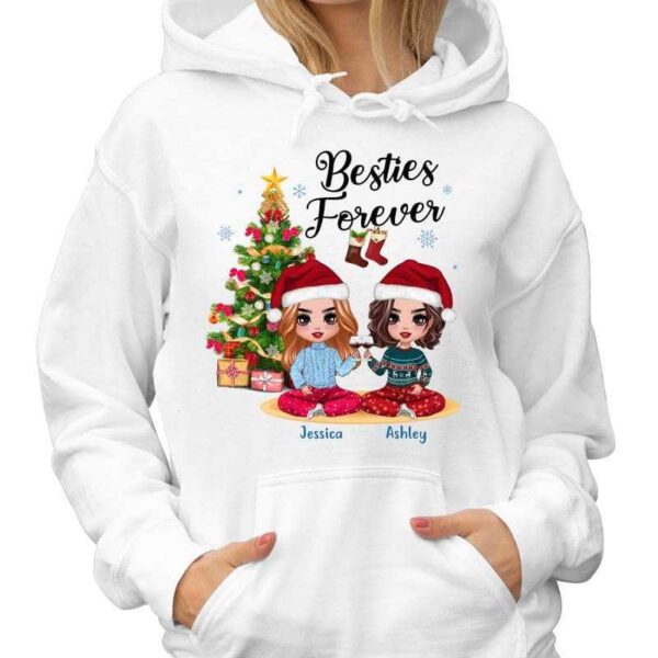 Hoodie & Sweatshirts Besties Christmas Tree Personalized Hoodie Sweatshirt