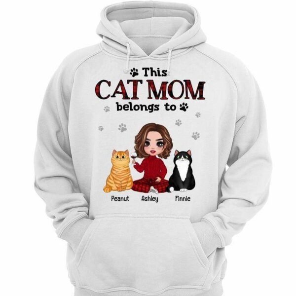 Hoodie & Sweatshirts Cat Mom Belongs To Fluffy Cat Doll Girl Personalized Hoodie Sweatshirt Hoodie / White Hoodie / S