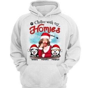 Hoodie & Sweatshirts Chillin‘ With My Homies Dog Personalized Hoodie Sweatshirt Hoodie / White Hoodie / S
