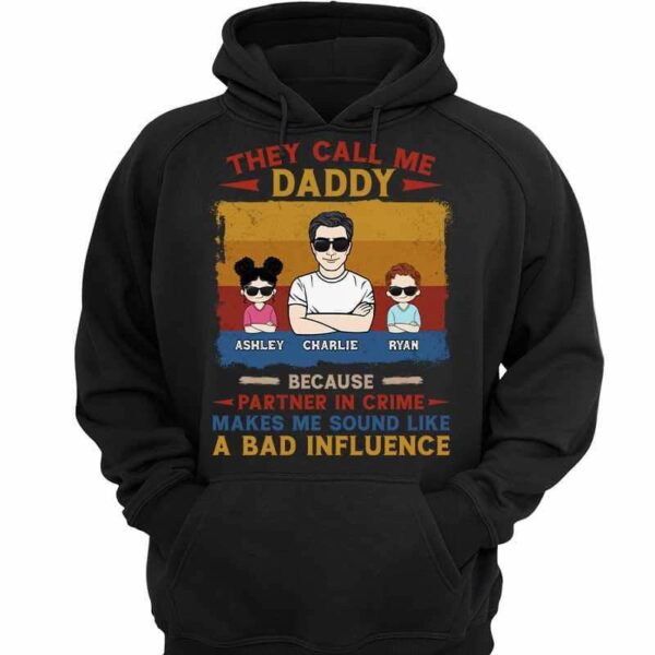 Hoodie & Sweatshirts Daddy Daughter Son Partners In Crime Personalized Hoodie Sweatshirt Hoodie / Black Hoodie / S