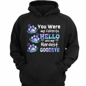 Hoodie & Sweatshirts Dog Cat Hardest Goodbye Memorial Personalized Hoodie Sweatshirt Hoodie / Black Hoodie / S