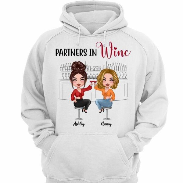 Hoodie & Sweatshirts Doll Besties Partners In Wine Personalized Hoodie Sweatshirt Hoodie / White Hoodie / S