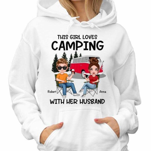 Hoodie & Sweatshirts Doll Couple This Girl Loves Camping With Husband Personalized Hoodie Sweatshirt