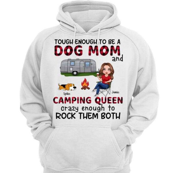 Hoodie & Sweatshirts Doll Girl Camping Queen Dog Mom Personalized Hoodie Sweatshirt Hoodie / White Hoodie / S