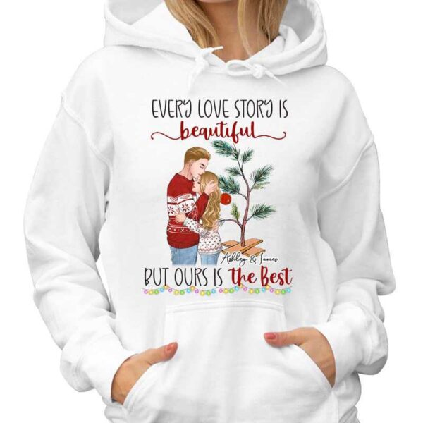 Hoodie & Sweatshirts Every Love Story Is Beautiful Hugging Couple Personalized Hoodie Sweatshirt