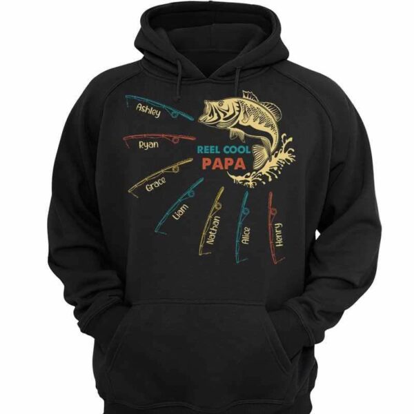 Hoodie & Sweatshirts Fishing Rods Reel Cool Dad Grandpa Personalized Hoodie Sweatshirt Hoodie / Black Hoodie / S