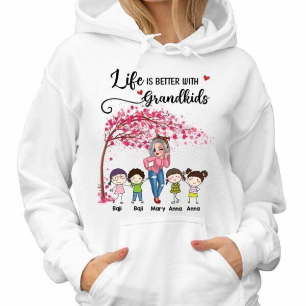 Hoodie & Sweatshirts Grandma Life Is Better With Grandkids Pretty Woman Personalized Hoodie Sweatshirt