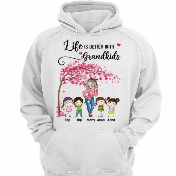 Hoodie & Sweatshirts Grandma Life Is Better With Grandkids Pretty Woman Personalized Hoodie Sweatshirt Hoodie / White Hoodie / S