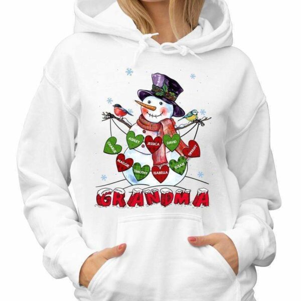 Hoodie & Sweatshirts Grandma Snowman Heartstrings Personalized Hoodie Sweatshirt