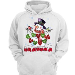 Hoodie & Sweatshirts Grandma Snowman Heartstrings Personalized Hoodie Sweatshirt Hoodie / White Hoodie / S