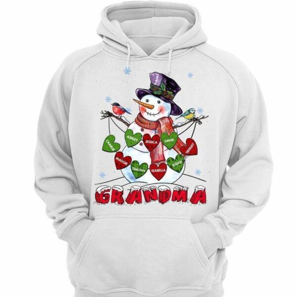 Hoodie & Sweatshirts Grandma Snowman Heartstrings Personalized Hoodie Sweatshirt Hoodie / White Hoodie / S