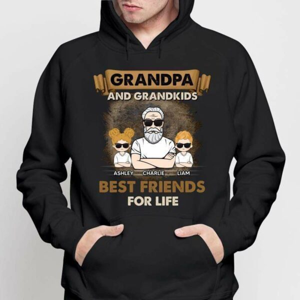 Hoodie & Sweatshirts Grandpa And Grandkids Best Friends Retro Personalized Hoodie Sweatshirt