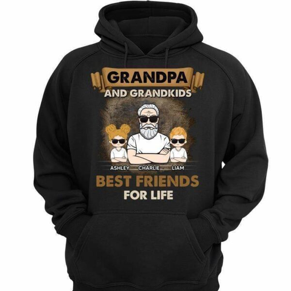 Hoodie & Sweatshirts Grandpa And Grandkids Best Friends Retro Personalized Hoodie Sweatshirt Hoodie / Black Hoodie / S