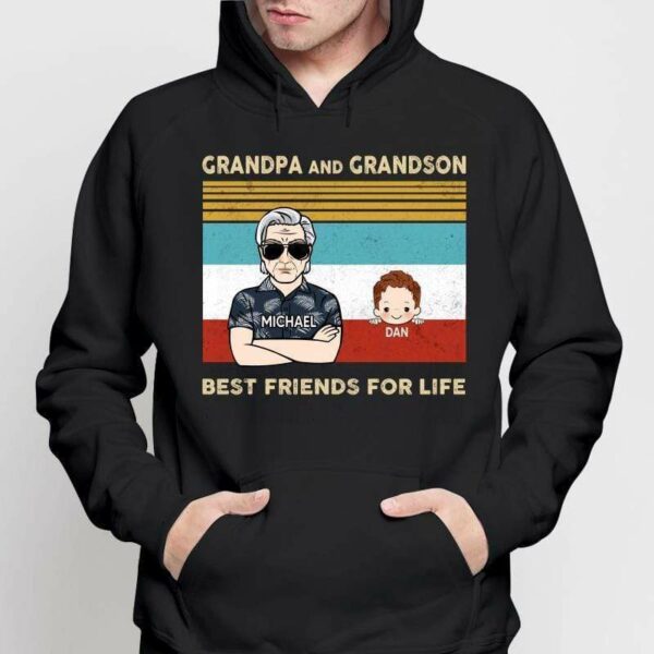 Hoodie & Sweatshirts Grandpa Grandson Granddaughter Best Friends For Life Personalized Hoodie Sweatshirt
