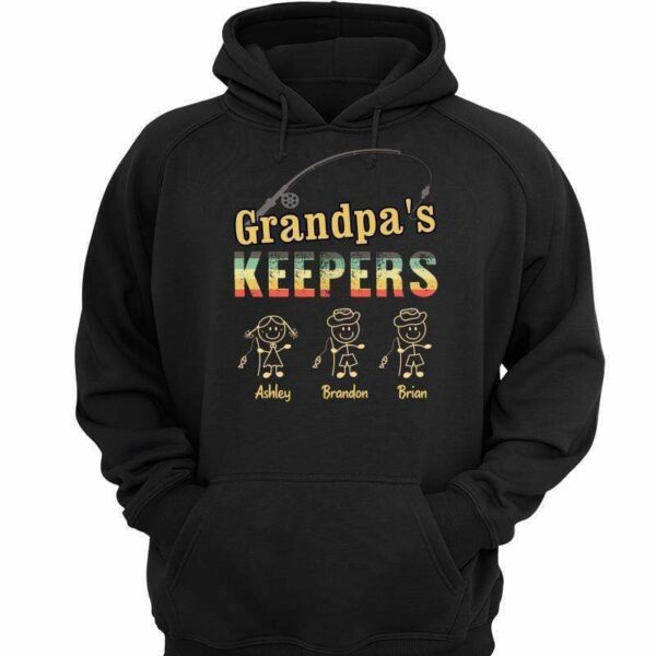 Hoodie & Sweatshirts Grandpa Keepers Stick Figure Personalized Hoodie Sweatshirt Hoodie / Black Hoodie / S