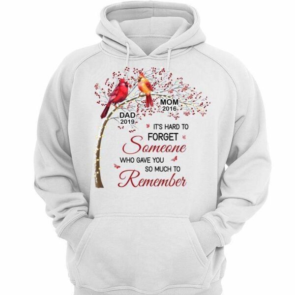 Hoodie & Sweatshirts Hard To Forget Cardinals Berry Tree Memorial Personalized Hoodie Sweatshirt Hoodie / White Hoodie / S