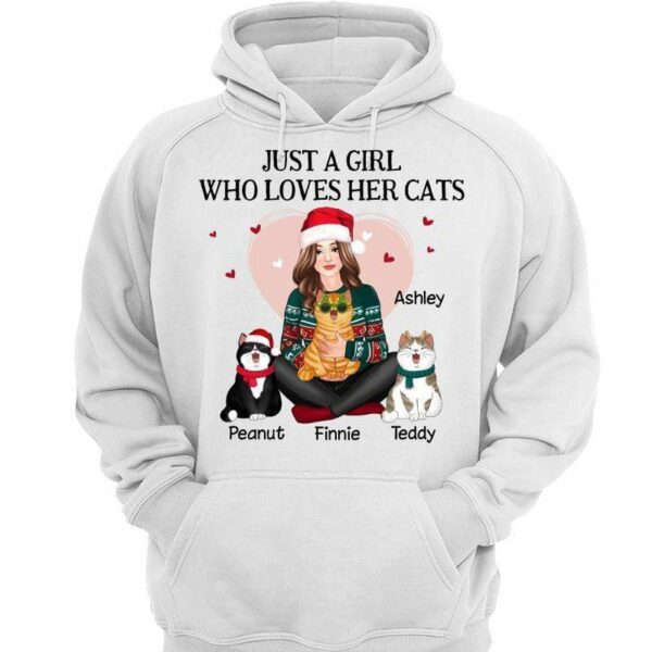 Hoodie & Sweatshirts Just A Girl And Her Cats Personalized Hoodie Sweatshirt Hoodie / White Hoodie / S